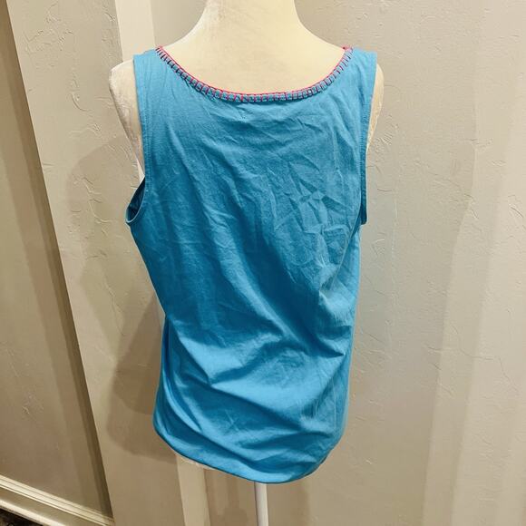 Old Navy Women’s Blue Pink Embroidery Knit Tank Top Size Large - Picture 4 of 6